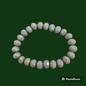 3/$30 Matte Gray Faceted Glass Beaded Stretch Bracelet